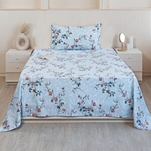 Luxurious Printed Flat Bedsheet Premium Cotton 210 TC Single Bedsheets 60 x 90 Inch with 1 Pillow Cover