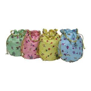 Purple Pink Vintage Floral Printed Designer Potli