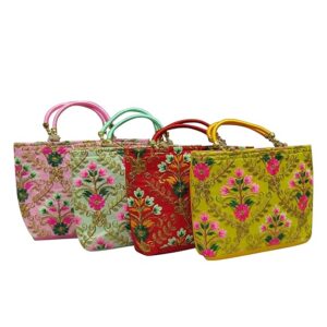 Vintage Floral Embroidery Potli Bags For Return Gifts For Women Bulk Menhadi, Haldi, Sangeet, Engagement, Pooja, Wedding Favor Bags
